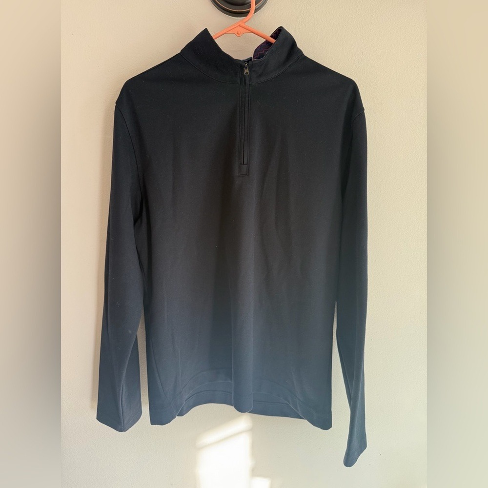Robert Graham Mens Black Quarter Zip Pullover‎ Classic Fit Large Mock Neck